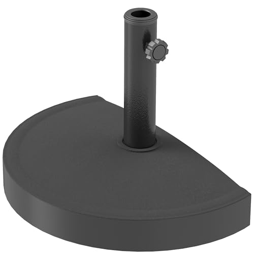 Outsunny Sonnenschirmständer aus Beton Schirmständer Halbrund Schirmhalter, Schirmgewicht, Ständer für Sonnenschirm 34/38/48mm Rohrdurchmesser, für Balkon, Terasse, Garten, Schwarz