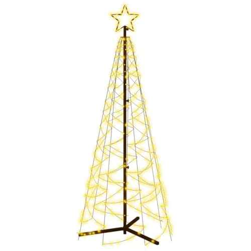vidaXL LED Weihnachtsbaum Kegelform Tannenbaum Lichterbaum Weihnachtsdeko Stern Beleuchtung Außen Beleuchtet Lichterkette Warmweiß 200 LEDs 70x180cm