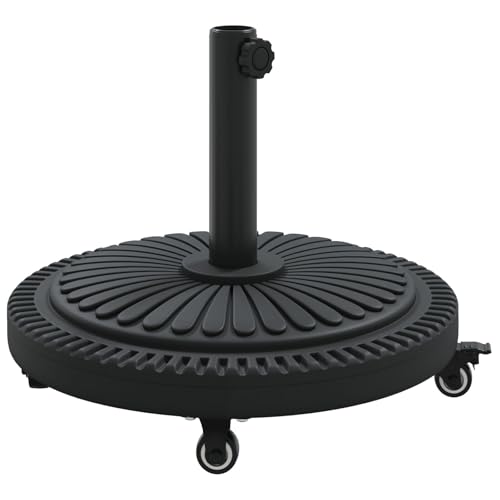 vidaXL Runder Metall-Sonnenschirmständ er für draußen mit rutschfestem Design Hochbelastbar mit 13 kg Gewicht Einfache Bewegung durch Rollen
