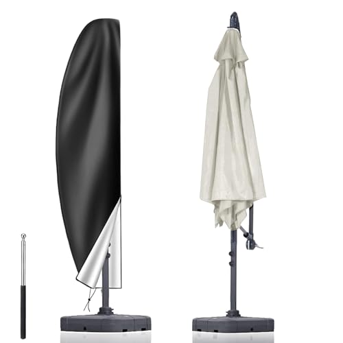 AMFUN Sonnenschirm Schutzhülle mit Stab, 420D Oxford Schirmhülle, Abdeckhauben für Sonnenschirm, Ampelschirm Schutzhülle für Marktschirm Gartenschirm, Wetterfeste, UV-Anti (265 X 40 / 70 / 50 CM)