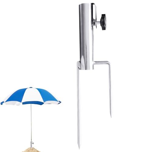 Kaezuy Schirmständer Erdspieß, Sonnenschirmständer aus Metall, Verstellbarer Schirmständer Sonnenschirm, Abnehmbarer Sonnenschirmhalter Strand für Garten Angeln Strand (Ø40mm)