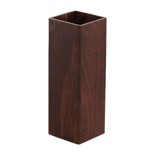 Qianly Schirmständer Aus Holz für Eingangsbereich Und Wohnzimmer mit Abtropfgestell, Dunkle Holzfarbe