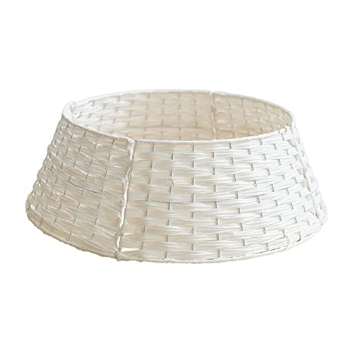 Srliya Weihnachtsbaum Dekoration Basis Baum Korb Ins Nordic Vintage Dekorative Basis Baum Korb Baum Rock Runde Rahmen Zaun Baum Fuß Pflanzen (Weiß)