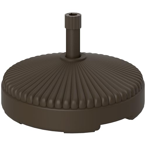 Outsunny Sonnenschirmständer für den Garten, 28 kg mit Sand gefüllt, 23 kg mit Wasser gefüllt, Sonnenschirmständer, Gewicht für den Außenbereich, Braun