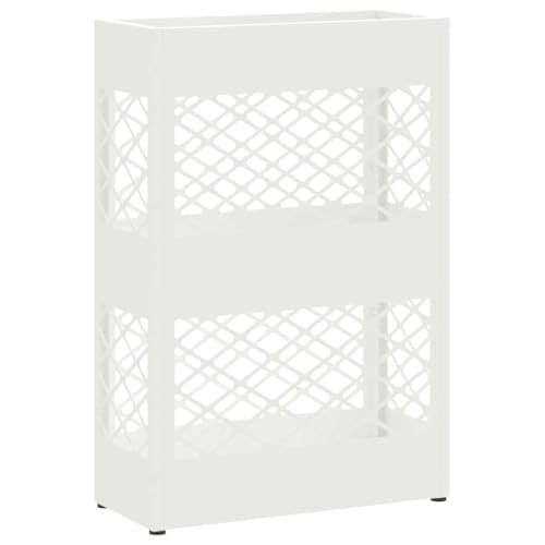 Tomostar Schirmständer aus Metall, Schirmständer, Eimerständer für Regenschirm, weiß, 28 x 12 x 41 cm, Stahl