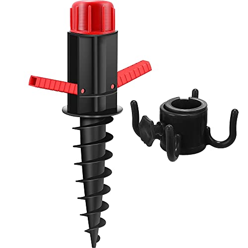 LEcylankEr Bodenhülse für Sonnenschirm, Bodenanker für Sonnenschirm?Bodenhülsen zum Eindrehen mit Griffen, Einschraubbodenhülse für Strand/Sand/Rasen/Land, für 22-32mm Stangen