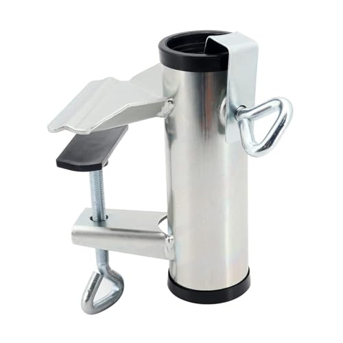 Schirmhalter aus Edelstahl, Robuste Deck-Schirmklemme, Terrassen-Schirmständer- Clip, Schirmhalter-Klemme, Fester Clip für Terrassenschirme Im Freien, Schirmhalterung für(B-Galvanisiertes Silber)