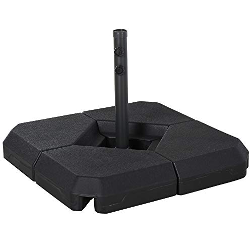 Outsunny Sonnenschirmständer mit Wasser oder Sand befüllbar bis 60 kg Schirmständer 4-TLG. Sonnenschirm Schirmgewicht HDPE Schwarz