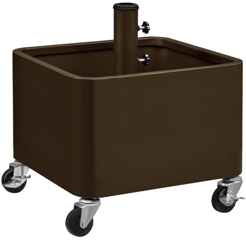 Yaheetech Multifunktionaler Schirmständer auf Rollen mit Pflanzkasten bis 150 kg Belastbar ø38 mm/48 mm 2-in-1 Befüllbarer Sonnenschirmständer Bepflanzbar für Terrasse/Balkon/Garten/St rand, Braun