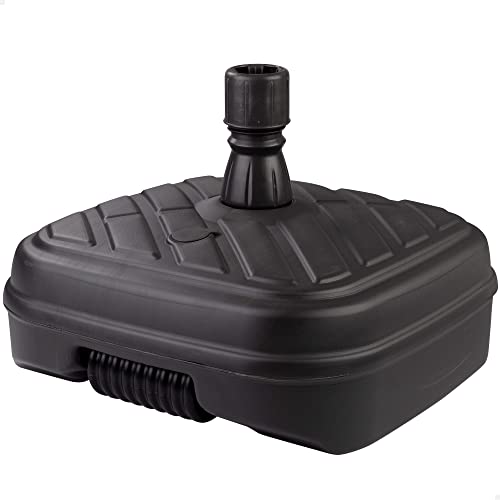 Aktive 61133 – Schwarzer rechteckiger Sonnenschirmständer für die Außenterrasse | Wasser- und sonnenbeständig | Sonnenschirmständer mit Wasser- oder Sandtank | Mit Rad für einfachen Transport