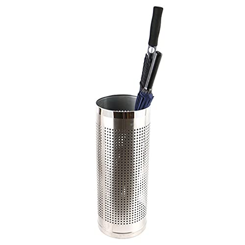 Generisch Runder Schirmständer aus Edelstahl, ausgehöhlt, bietet Platz für 5–6 Schirme, 22 x 57 cm (Farbe: Weiß)