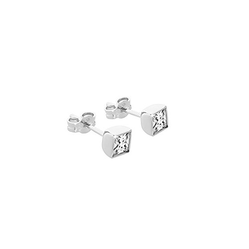 NKlaus Silber Paar Ohrstecker 925er Sterlingsilber 5x5mm Zirkonia Weiss Damen Herren 1979