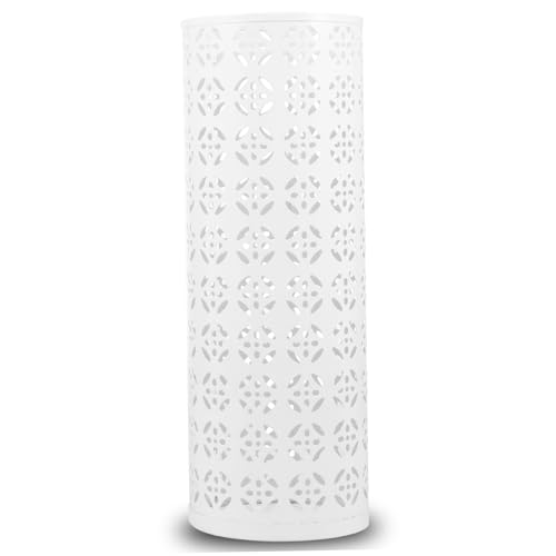 Schirmständer, 16, 5 x 6, hohles Design, Schirmhalter, rostfreies Metall, runder Innenständer, Behälter mit verdickter Bodenaufbewahrung für den Hauseingang, weißer Halter für den Eingangsbereich