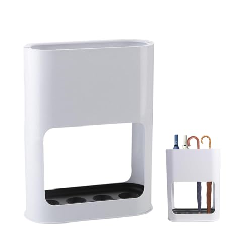 TTIAYAO Regenschirmständer,4 Gitter Schirmständer Sonnenschirmständer Mit Abnehmbarer Tropfschale Weiß Schirmständer Regenschirm Regenschirm Ständer,Abstellregale Im Eingangsbereich(28 x 21.8 x 9 CM)