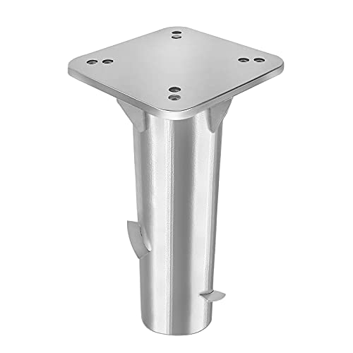 AufuN 1 Stück Metall Bodenplatte Sonnenschirmständer für Sonnenschirme, Ampelschirm, Universal Bodenhülse, Robust Bodenanker- einfache Montage (Silber)