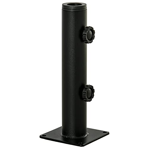 Outsunny Schirmständer, Sonnenschirmrohr, verstellbarer Sonnenschirmständer aus Metall für Stangen Ø 34, 38 und 48 mm, Schirmständer für Balkon, Terrasse, Garten, Schwarz