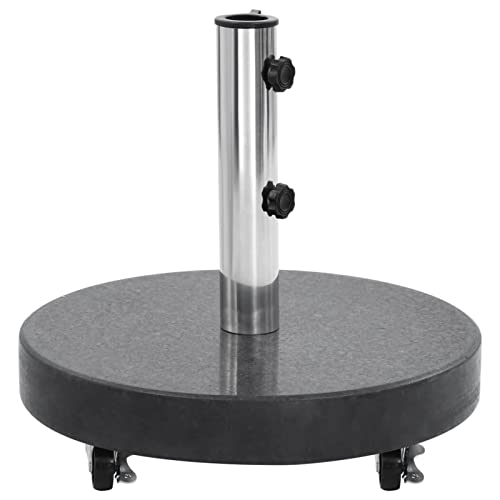 Tidyard Sonnenschirmständer 4 Rollen Schirmständer Sonnenschirm Schirm Ständer Schirmhalter Granitständer Granit 30 kg Rund Schwarz