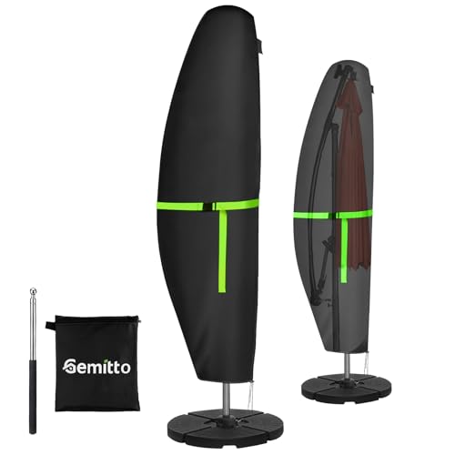 GEMITTO Sonnenschirm Schutzhülle mit Stab, Sonnenschirm Abdeckung 2 bis 4 M Große Ampelschirm Schutzhülle, Wetterfeste, UV-Anti, Winddicht und Schneesicher, Outdoor für Ampelschirm