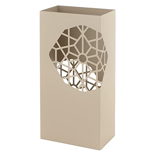 Baroni Home Modernes Design Schirmständer aus Metall, quadratisch, 2 Innenhänger, abnehmbarer Regenwasserschale, Taupengrau, 25x15x50 cm