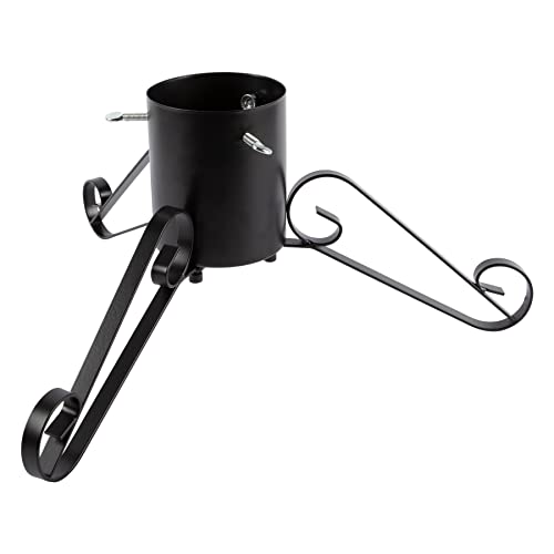Harbour Housewares 1x Scrollen Echter Weihnachtsbaumständer - 3in - Schwarz - Klein Metall Bäume Rahmen Sockel mit Wasserbehälter