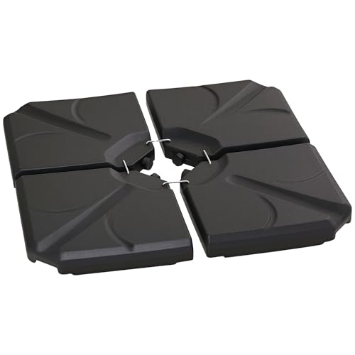Outsunny Sonnenschirmständer 4-teilig Schirmgewicht, Schirmständer für Ampelschirm, Bodenkreuz befüllbar mit Sand/Wasser bis 18/14 kg Ampelschirmständer Gewichte Sonnenschirmfuß HDPE Schwarz