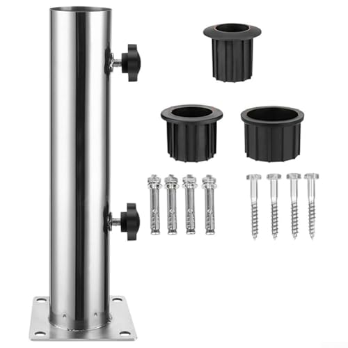 Robuster Sonnenschirmständer aus Edelstahl, 3/4-Loch-Basis für Granit-/Eisen-/Zementplat ten, silberfarbenes Finish, Metall-Design (32 x 10 x 10 cm), perfekt für den Außenbereich