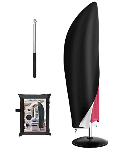 Vrent Sonnenschirm Ampelschirm Schutzhülle mit Stab,Schirmabdeckung Wetterfest für 2 bis 4 M Große Sonnenschirm Schutzhülle Outdoor Ampelschirm, UV-Anti, Winddicht und Schneesicher 123