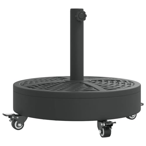 vidaXL Sonnenschirmständer mit Rollen, Schirmständer mit Standfuß Spannknopf, Schirmhalter für Ø38/48 mm Mast, Sonnenschirmfuß Ständer, 27 kg Rund
