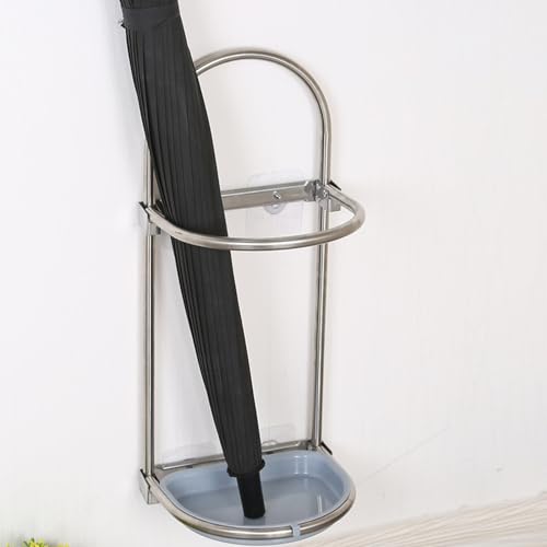 Schirmständer aus Edelstahl zur Wandmontage, faltbares Design für Eingangsbereich, Flur, Büro, Wohnzimmer, stilvoller & platzsparender Schirmhalter