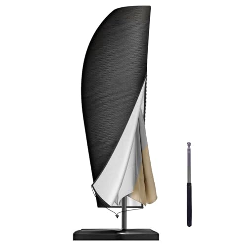 Sonnenschirm Schutzhülle mit Stab, Ampelschirm Schutzhülle 2 bis 4 M Schirmhülle, Wetterfeste, UV-Anti, Winddicht und Schneesicher, Outdoor Abdeckung Sonnenschirm(265 X 40 / 70 / 50 CM)