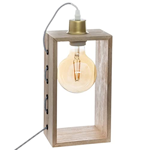 Rechteckige Lampe H. 28cm aus Holz