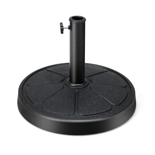 GOPLUS Sonnenschirmständer, Schirmständer für Schirmstöcke 38mm / 48mm, Sonnenschirm Ständer ? 45cm, Sonnenschirm Fuß 14kg, Marktschirmständer aus Harz & Edelstahlrohr, Balkonschirmständer schwarz