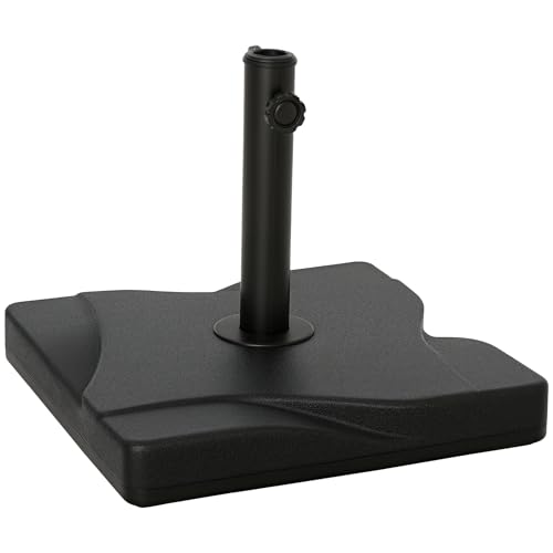 Outsunny Sonnenschirmständer 20 kg Schirmständer für Sonnenschirm Schirmstangen 32/38/48 mm Sonnenschirmfuß für Garten Terrasse Balkon Zement 41,5 x 41,5 Schwarz