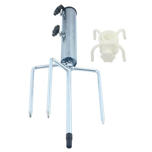 TIOMIOSEA Sonnenschirmständer mit Rasendorn, Verstellbarer Metall-Erdspieß Sonnenschirm im Freien, abnehmbar für Garten,Strand Gras Sand