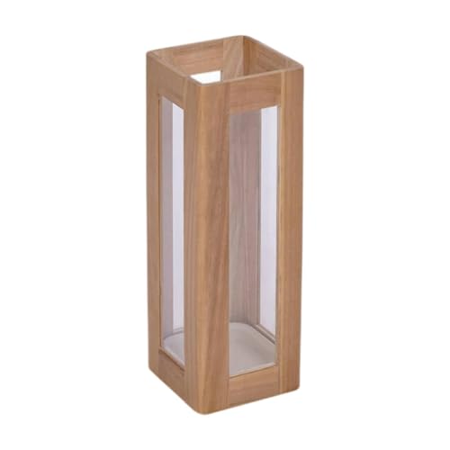 MESCXTY Modisches Schirmständer aus Holz, transparenter Schirmhalter aus Acryl, bodenstehender Schirmeimer-Organizer für Eingangsbereich, Foyer, Hotel, Einkaufszentrum, Natural