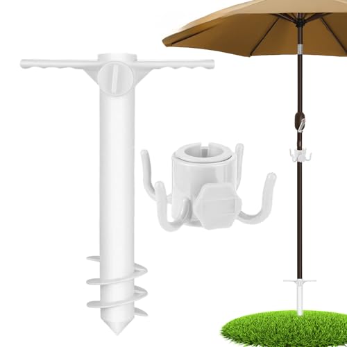 Schirmhaken – Strandschirm-Sandpfahl | Sonnenschirmständer Aus Metall | Sonnenschirmhalter Mit Haken | Winddichtes Sonnenschirmzubehör Zur Befestigung Von Handtüchern, Taschen, Hüten Und Kleidung