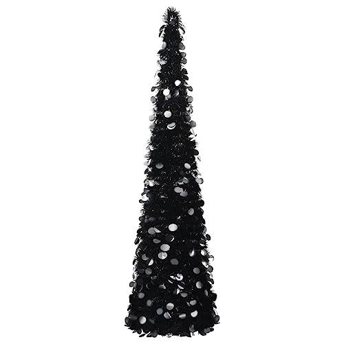 Künstlicher Weihnachtsbaum, 180 cm, PET, Dekoration, saisonale und Feiertagsdekoration, Weihnachtsbäume, Schwarz