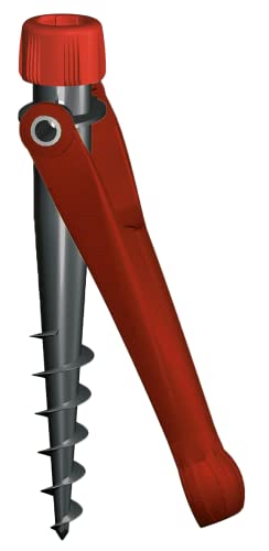 Krinner Vario Drill Sonnenschirmständer Sonnenschirmhalter Bodendübel rot für Strand Erde Wiese Garten Freizeit und Camping Made in Germany, 20005