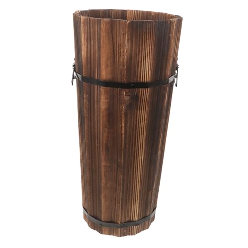 VALICLUD Schirmständer Aus Holz Für Flur Tragbarer Schirmhaltereimer Mit Fächern Für Regenschirme Gehstöcke Und Handfächer Aufbewahrungslösung Für Zuhause Und Hotels