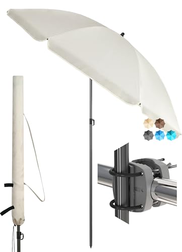 4smile Sonnenschirm Balkon SunnyJoy, 3-in-1 SET, Beige - UPF 50+ Sonnenschirm Ø 180 cm + Sonnenschirmhalter Balkongeländer + Sonnenschirmhülle - Sonnenschutz Balkon Set