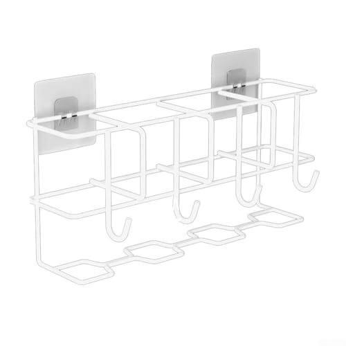 Desiumite Wandmontierter Regenschirmhalter für Zuhause und Büro, kompaktes, platzsparendes Wandregal für Regenschirme, Taschen, Schlüssel, passend für Standard/Kompakt (weiß)