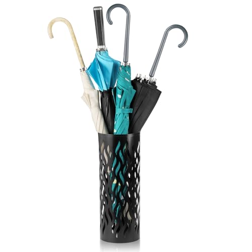 Noamus Regenschirmständer, runde Stöcke, freistehend, Regensammlung, Regenschirm Organizer, schwarzer Regenschirmständer für Eingang, Zuhause, Büro, 15 x 15 x 40 cm