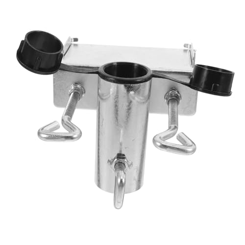 Mikikit Sonnenschirmhalter Fester Clip für Regenschirm Wagen strand schirmhalter Sonnenschirmstütze Schirmhalterklemme Schirmhalter für das Geländer des Decks Eisen Silver