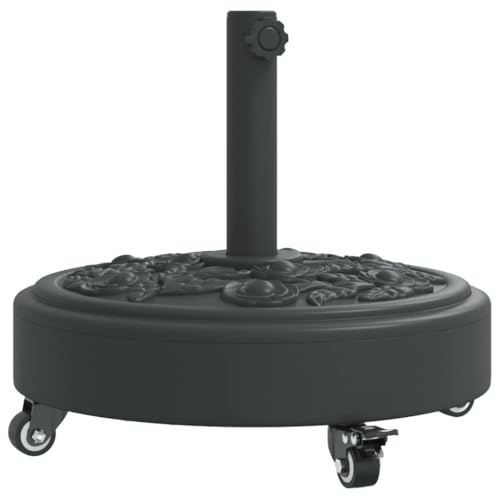 vidaXL Sonnenschirmständer mit Rollen, Schirmständer mit Standfuß Spannknopf, Schirmhalter für Ø38/48 mm Mast, Sonnenschirmfuß Ständer, 27 kg Rund