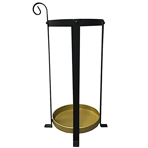 BZBZB Schirmständer Schwarzer ausgehöhlter Schirmständer mit Goldener herausnehmbarer Abtropfschale, Vintage-Schirmständer aus Metall und Eisen, runder Schirmhalter