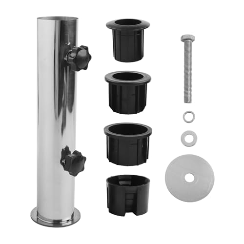 NINMORTH Robuster Granit-Schirmständer, winddicht, für Edelstahl-Basis mit verstellbaren PVC-Hülsen, 3,8 cm, 3,8 cm, 4,8 cm Stangen, 30 cm