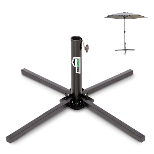 MaxxGarden -Sonnenschirmständer -Sonnenschirmfuß- Zusammenklappbarer, Verstellbarer, Tragbarer Sonnenschirmständer aus Eisen mit Vier Beinen -Faltbar - 88 x 88 x 36 cm - Schwarz