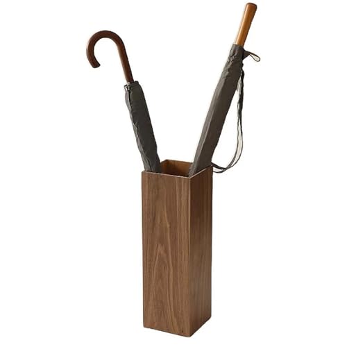 Quadratischer Schirmständer aus Holz mit abnehmbarer Abtropfschale, multifunktionaler Organizer für Zuhause und Büro, Eingangsbereich