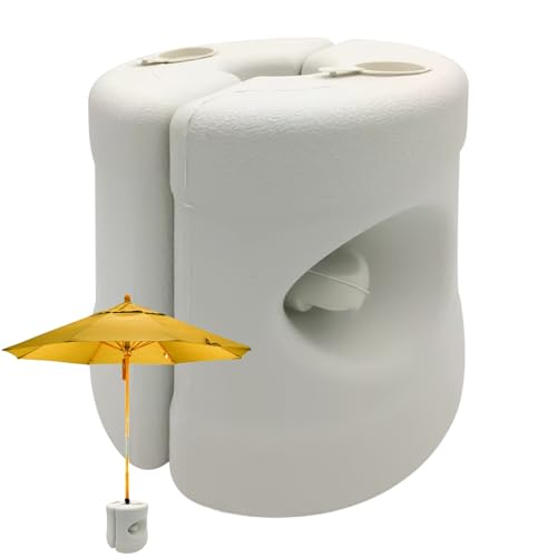 Schirmständer - 5cm Sonnenschirmständer | Sonnenschirmständer Aus Granit | Wasser Sand Füllbar Windfest Weißer Regenschirmfuß Mit Rollen Für Garten Balkon Terrasse Camping