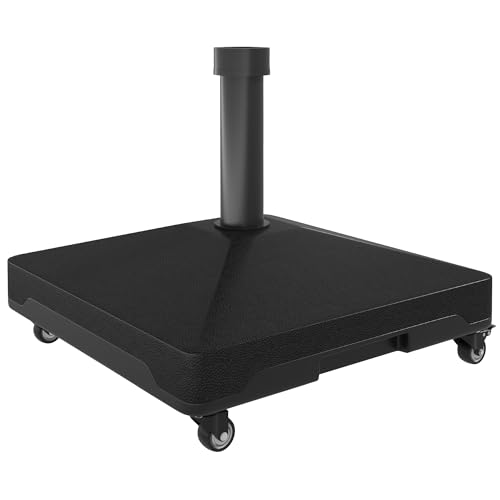 Outsunny Sonnenschirmständer bis 21kg befüllbar Schirmständer mit Rollen, Quadratisch Schirmhalter, Schirmgewicht, Ständer für Sonnenschirm 24-38mm Rohrdurchmesser, für Balkon, Terasse, Schwarz